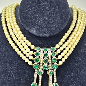 Heidi Daus Faux Pearls and Emerald Crystals